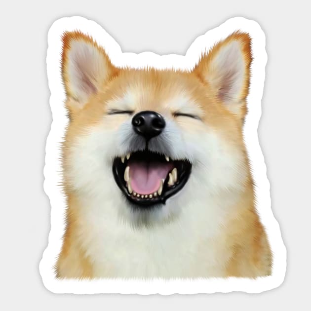 Cute Smiling Shiba Inu dog, Shiba Lover Sticker by logiamerch
